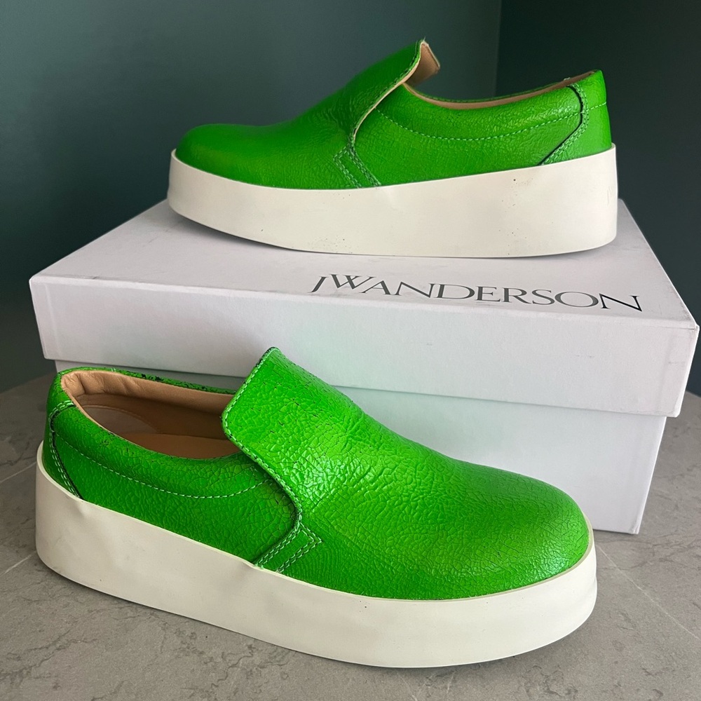JW Anderson Cracked Leather Slip On Shoes